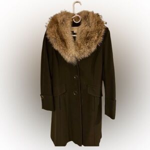 MICHAEL Michael Kors Army Green Fur Trim Coat